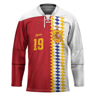 Spain Football 2026 Custom Hockey Jersey La Roja Red and White Split