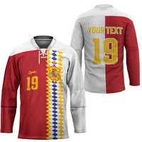 Spain Football 2026 Custom Hockey Jersey La Roja Red and White Split