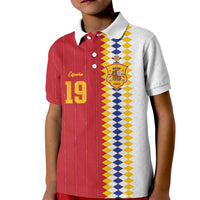 Spain Football 2026 Custom Kid Polo Shirt La Roja Red and White Split