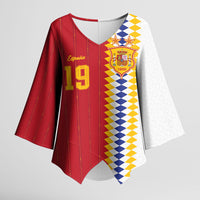 Spain Football 2026 Custom Kimono Sleeve Blouse La Roja Red and White Split