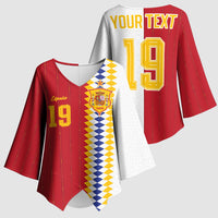 Spain Football 2026 Custom Kimono Sleeve Blouse La Roja Red and White Split