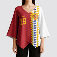 Spain Football 2026 Custom Kimono Sleeve Blouse La Roja Red and White Split