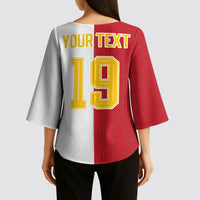 Spain Football 2026 Custom Kimono Sleeve Blouse La Roja Red and White Split