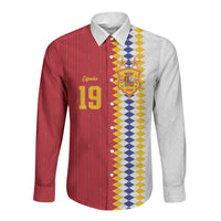 Spain Football 2026 Custom Long Sleeve Button Shirt La Roja Red and White Split