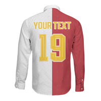 Spain Football 2026 Custom Long Sleeve Button Shirt La Roja Red and White Split
