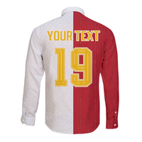 Spain Football 2026 Custom Long Sleeve Button Shirt La Roja Red and White Split