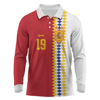 Spain Football 2026 Custom Long Sleeve Polo Shirt La Roja Red and White Split