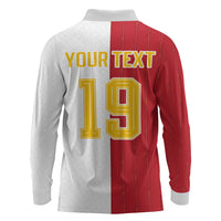 Spain Football 2026 Custom Long Sleeve Polo Shirt La Roja Red and White Split
