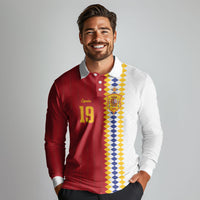 Spain Football 2026 Custom Long Sleeve Polo Shirt La Roja Red and White Split