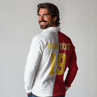 Spain Football 2026 Custom Long Sleeve Polo Shirt La Roja Red and White Split