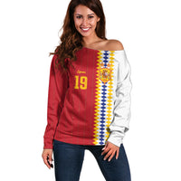 Spain Football 2026 Custom Off Shoulder Sweater La Roja Red and White Split