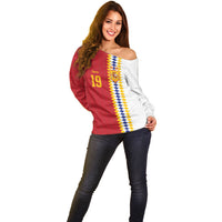 Spain Football 2026 Custom Off Shoulder Sweater La Roja Red and White Split