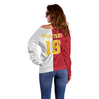 Spain Football 2026 Custom Off Shoulder Sweater La Roja Red and White Split