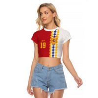 Spain Football 2026 Custom Raglan Cropped T Shirt La Roja Red and White Split