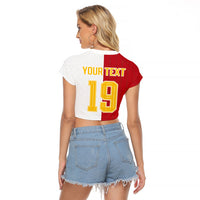 Spain Football 2026 Custom Raglan Cropped T Shirt La Roja Red and White Split