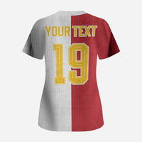 Spain Football 2026 Custom Scrub Top La Roja Red and White Split