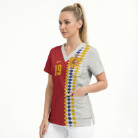 Spain Football 2026 Custom Scrub Top La Roja Red and White Split