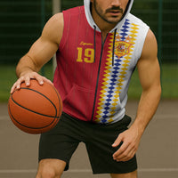 Spain Football 2026 Custom Sleeveless Zip Hoodie La Roja Red and White Split