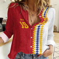 Spain Football 2026 Custom Women Casual Shirt La Roja Red and White Split