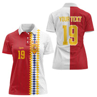 Spain Football 2026 Custom Women Polo Shirt La Roja Red and White Split
