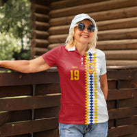 Spain Football 2026 Custom Women Polo Shirt La Roja Red and White Split