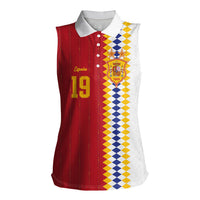 Spain Football 2026 Custom Women Sleeveless Polo Shirt La Roja Red and White Split