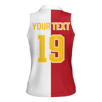 Spain Football 2026 Custom Women Sleeveless Polo Shirt La Roja Red and White Split