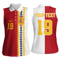 Spain Football 2026 Custom Women Sleeveless Polo Shirt La Roja Red and White Split