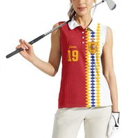 Spain Football 2026 Custom Women Sleeveless Polo Shirt La Roja Red and White Split