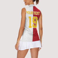 Spain Football 2026 Custom Women Sleeveless Polo Shirt La Roja Red and White Split