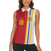 Spain Football 2026 Custom Women Sleeveless Polo Shirt La Roja Red and White Split
