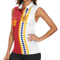 Spain Football 2026 Custom Women Sleeveless Polo Shirt La Roja Red and White Split