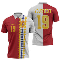Spain Football 2026 Custom Zipper Polo Shirt La Roja Red and White Split