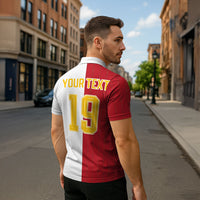 Spain Football 2026 Custom Zipper Polo Shirt La Roja Red and White Split