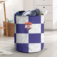 Croatia Football Laundry Basket Checkerboard Pattern with Glagolitic Script Away Color