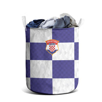 Croatia Football Laundry Basket Checkerboard Pattern with Glagolitic Script Away Color