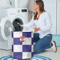 Croatia Football Laundry Basket Checkerboard Pattern with Glagolitic Script Away Color