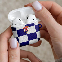 Croatia Football AirPods Case Checkerboard Pattern with Glagolitic Script Away Color