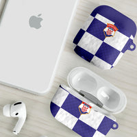 Croatia Football AirPods Case Checkerboard Pattern with Glagolitic Script Away Color