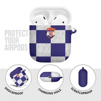 Croatia Football AirPods Case Checkerboard Pattern with Glagolitic Script Away Color