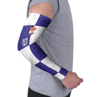 Croatia Football Custom Arm Sleeves Checkerboard Pattern with Glagolitic Script Away Color