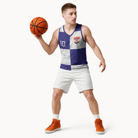 Croatia Football Custom Basketball Jersey Checkerboard Pattern with Glagolitic Script Away Color