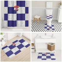Croatia Football Bathroom Set Checkerboard Pattern with Glagolitic Script Away Color