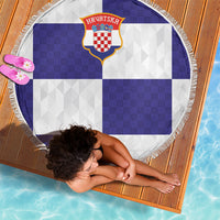 Croatia Football Beach Blanket Checkerboard Pattern with Glagolitic Script Away Color