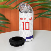 Croatia Football Custom 4 in 1 Can Cooler Tumbler Checkerboard Pattern with Glagolitic Script Away Color