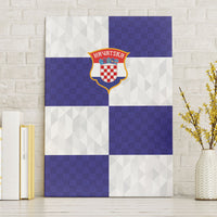 Croatia Football Canvas Wall Art Checkerboard Pattern with Glagolitic Script Away Color