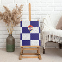 Croatia Football Canvas Wall Art Checkerboard Pattern with Glagolitic Script Away Color