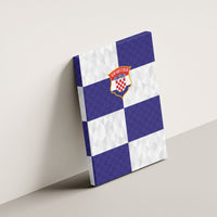 Croatia Football Canvas Wall Art Checkerboard Pattern with Glagolitic Script Away Color