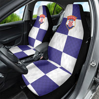 Croatia Football Car Seat Cover Checkerboard Pattern with Glagolitic Script Away Color