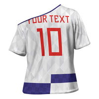 Croatia Football Custom Cross Shoulder Shirt Checkerboard Pattern with Glagolitic Script Away Color